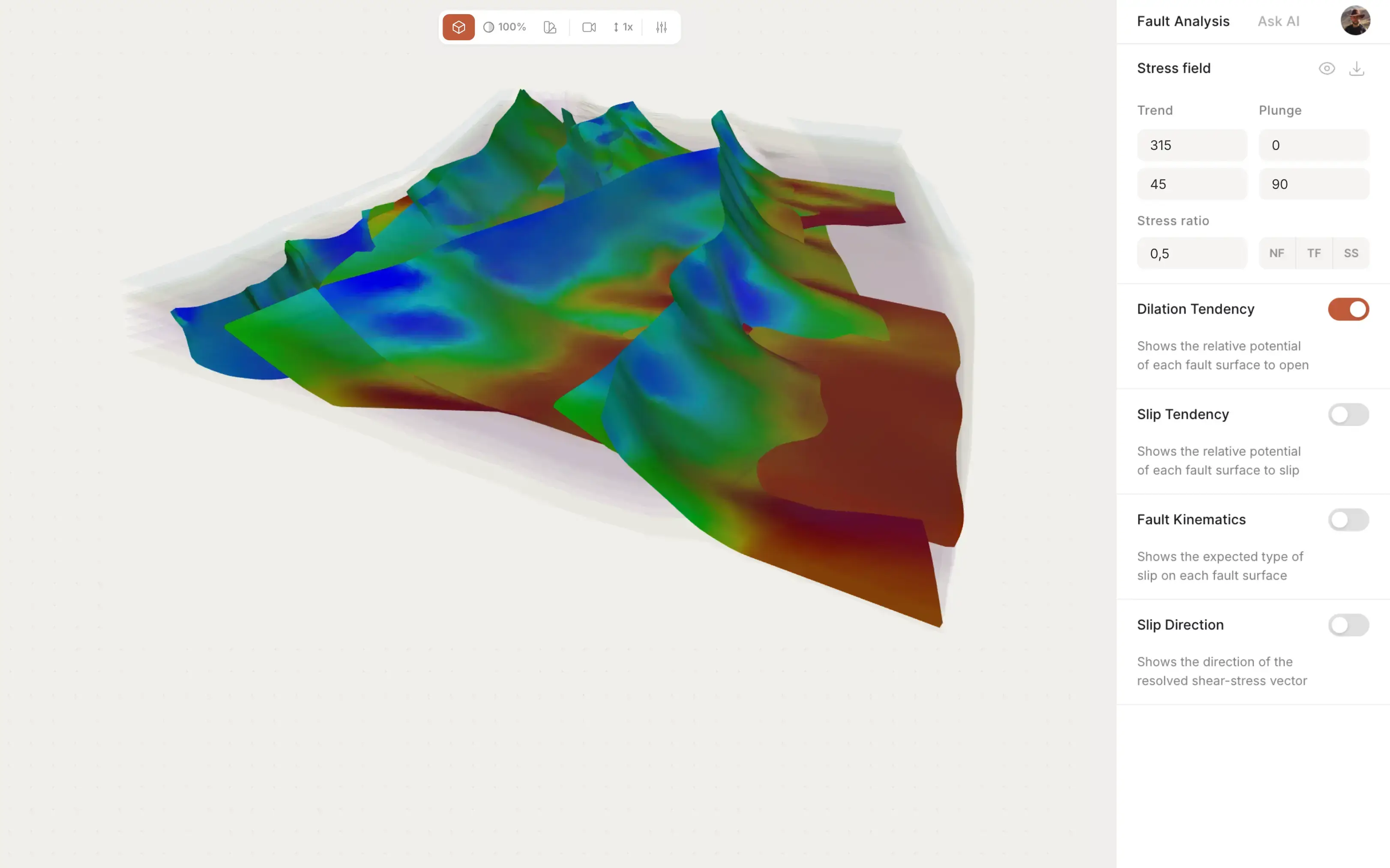 Faultwise desktop interface — state 1